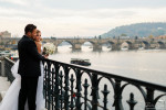 Wedding photography view at Charles bridge in Prague
